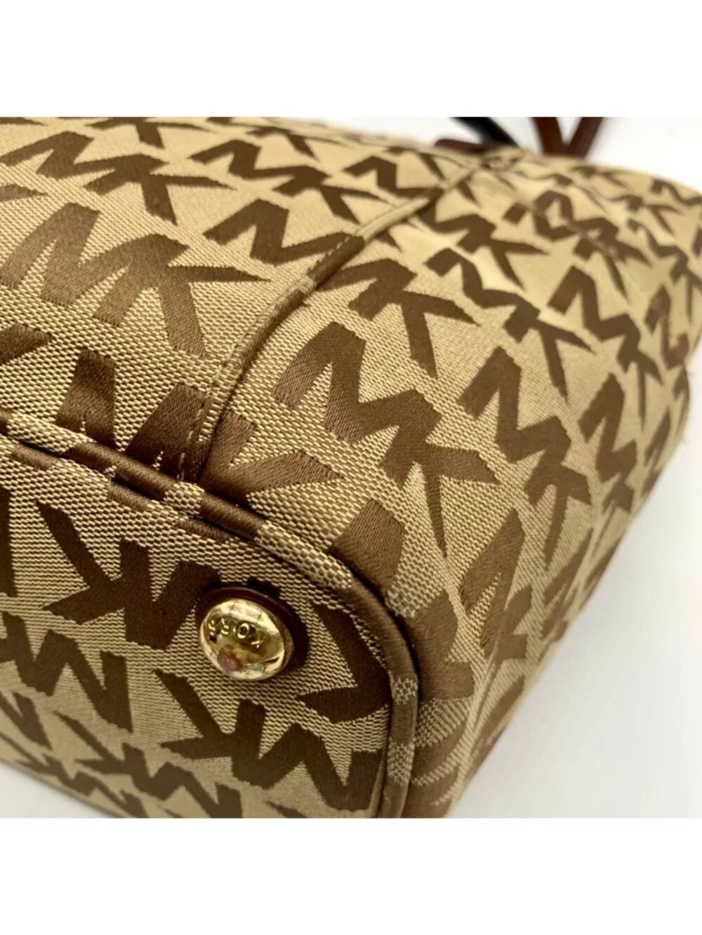 Michael Kors Beige Jet Set Signature Jacquard Tote Bag
